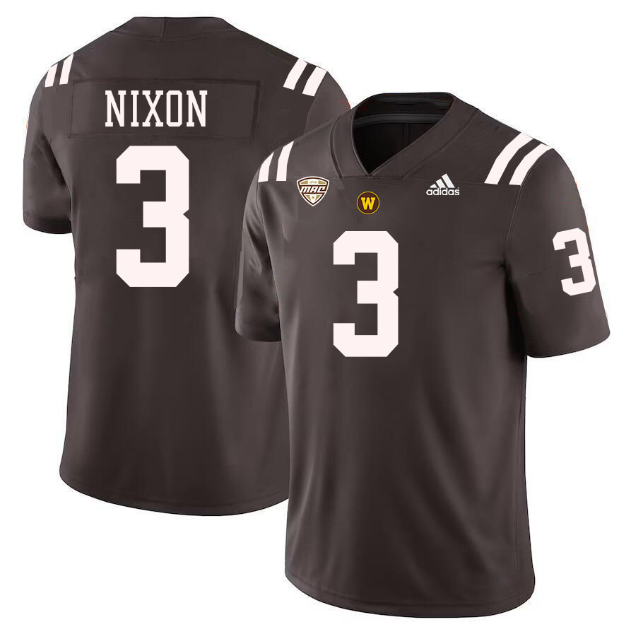 #3 Jaden Nixon Western Michigan Broncos College Football Jerseys Stitched-Brown